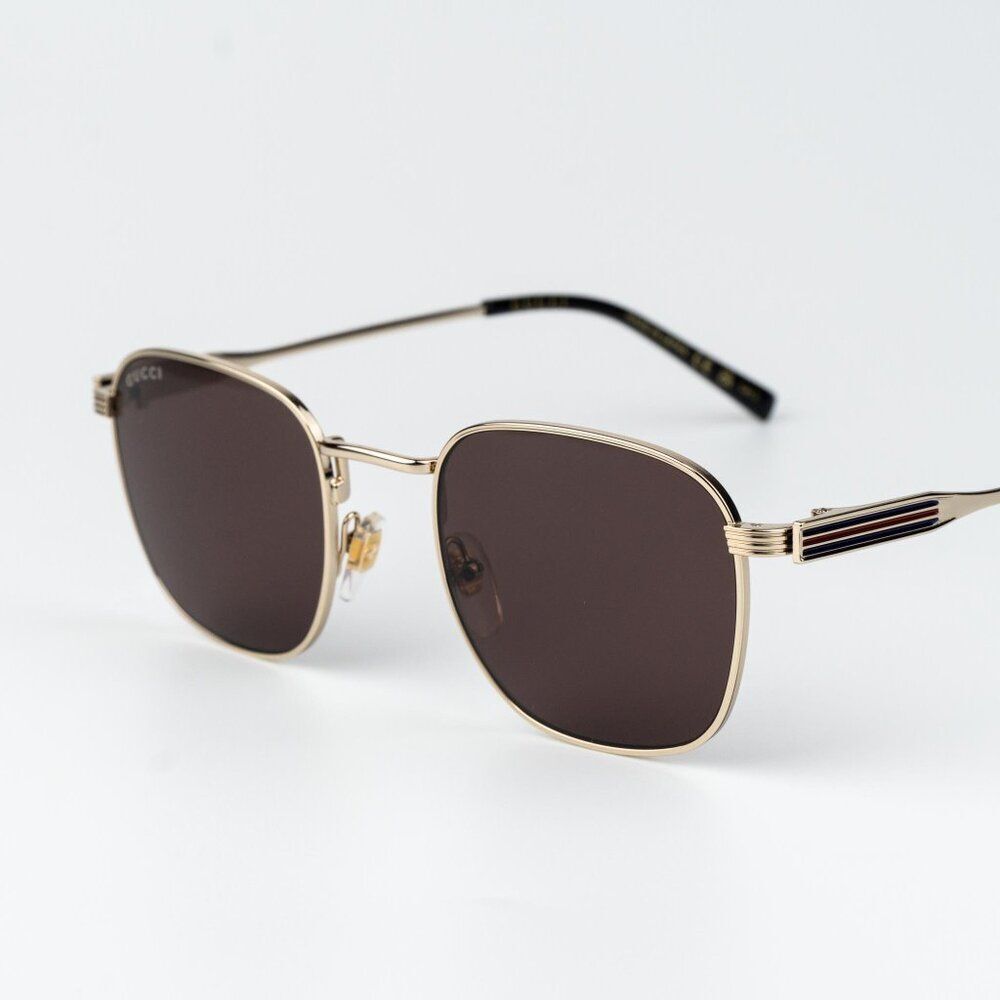 Gucci Men Sunglasses Gold Brown Square GG1876S 002 NEW AUTHENTIC - Picture 3 of 11